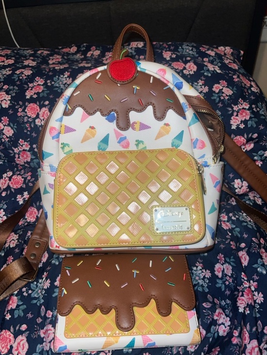 Loungefly Handbags - Disney/loungefly ice cream cone + wallet mini backpack set